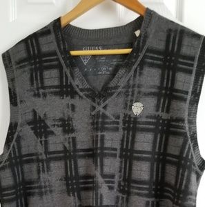 GUESS CHECKER-PLAID VEST (DARK GRAY)